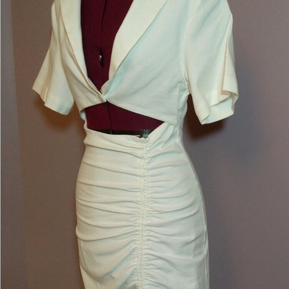 Zara Cream Ruched Mini Dress - Picture 11 of 13